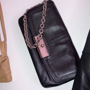 Coach Black Leather Wrist Chain Bag NWT